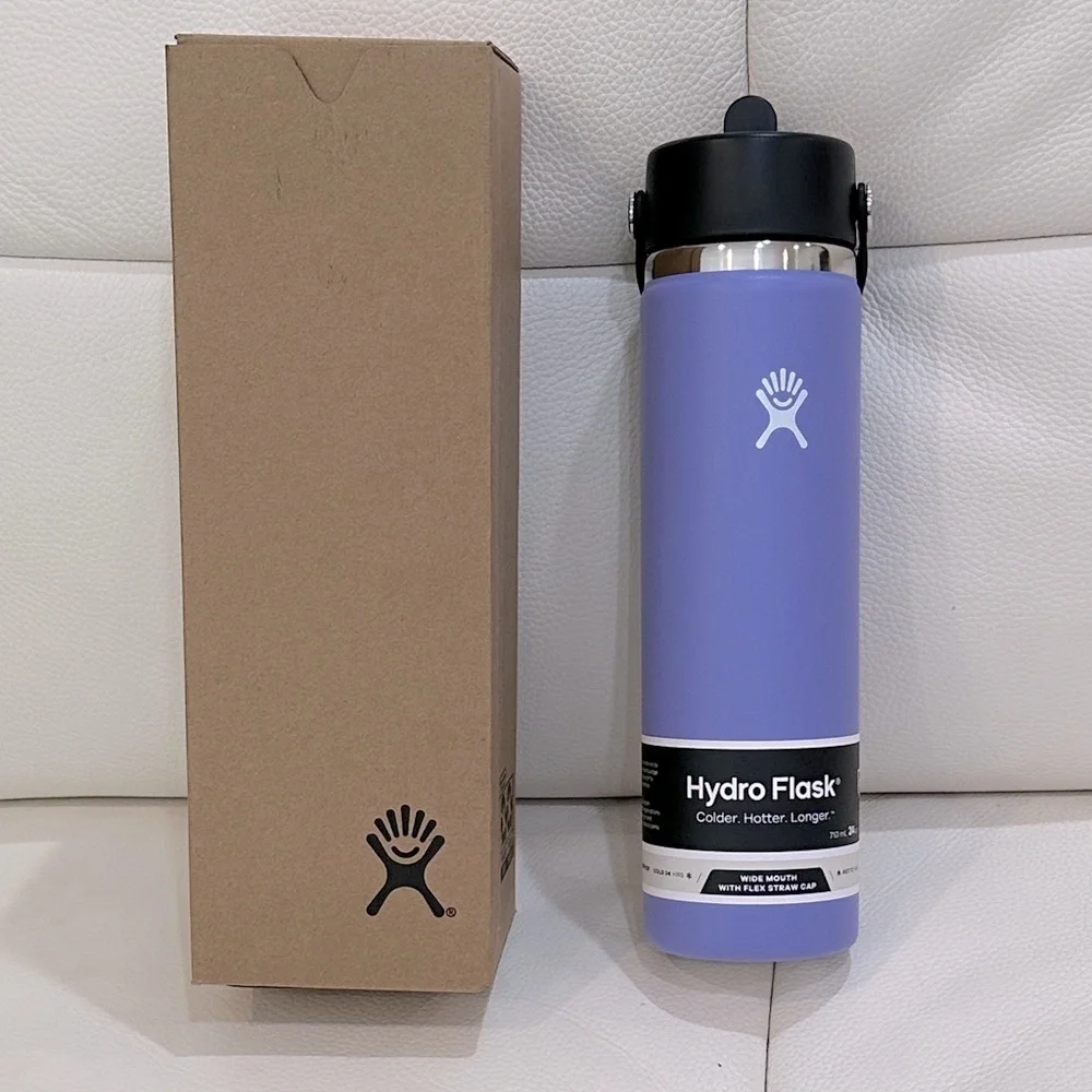 NIB Hydro Flask24-Ounce Wide Mouth Water Bottle with Straw Lid Color: Lupine